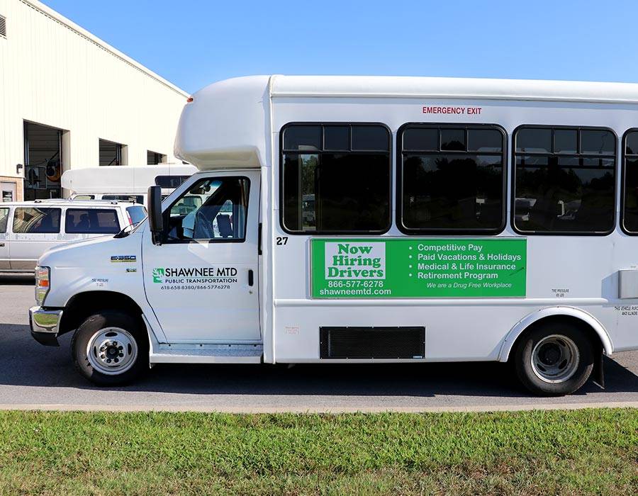 Shawnee Mass Transit bus with a spot to advertise your business on the drivers side