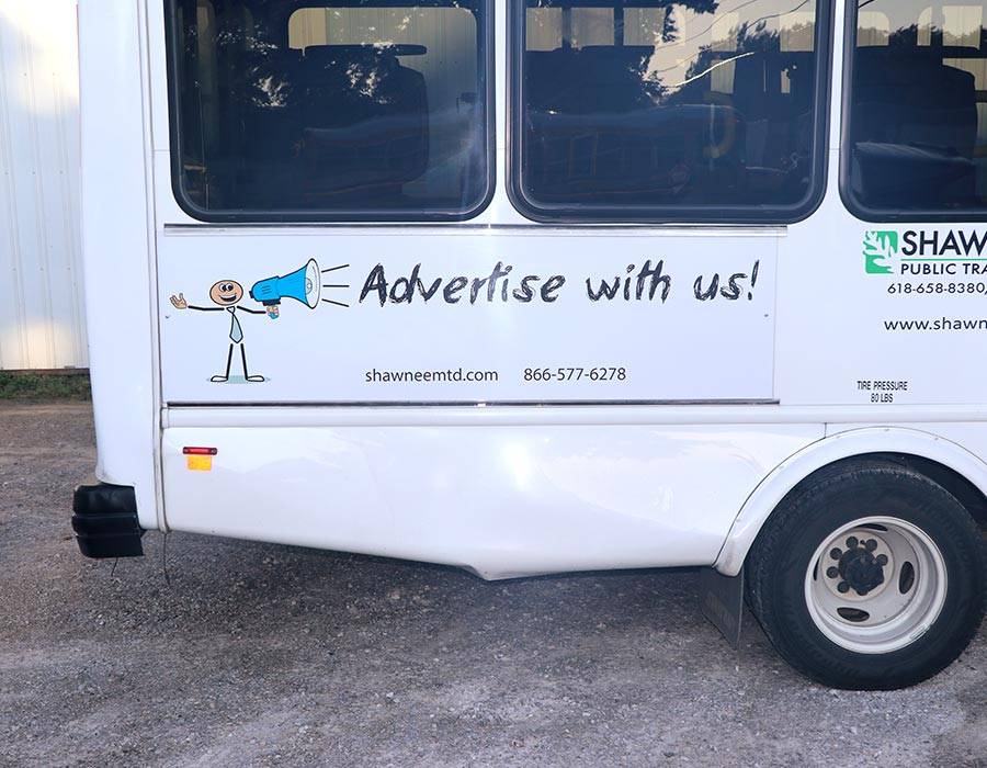 Shawnee Mass Transit bus with a spot to advertise your business on the drivers side